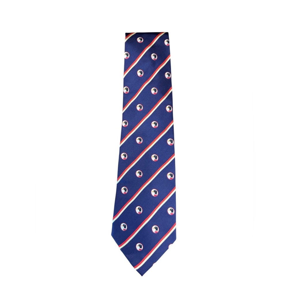 Duck Head Silk Tie Blue Duck Logo Striped Necktie Preppy Classic USA Mens